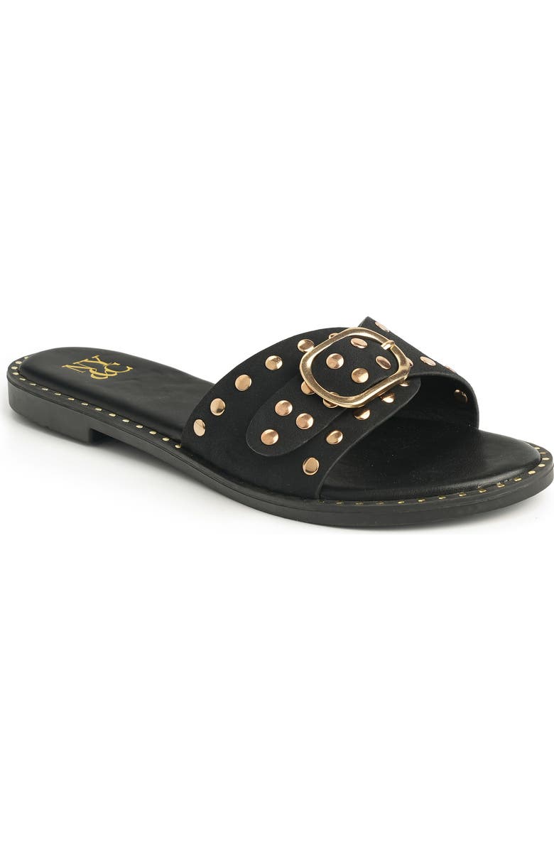 NEW YORK AND COMPANY Westly Buckle Slide Sandal, Main, color, Black