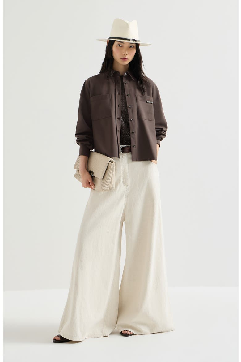 Tropical Luxury Wool shirt, Alternate, color, Brown