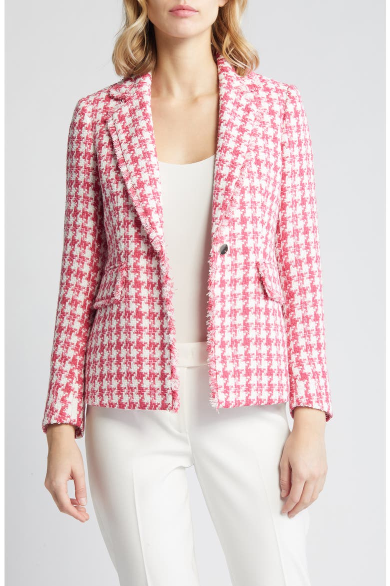 Fringed Tweed Blazer, Main, color, CAMELLIA MULTI