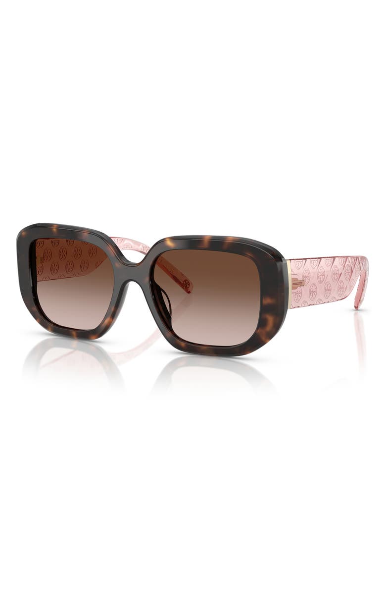 Tory Burch 54mm Irregular Sunglasses, Alternate, color, Dark Tortoise / Gradient Brown