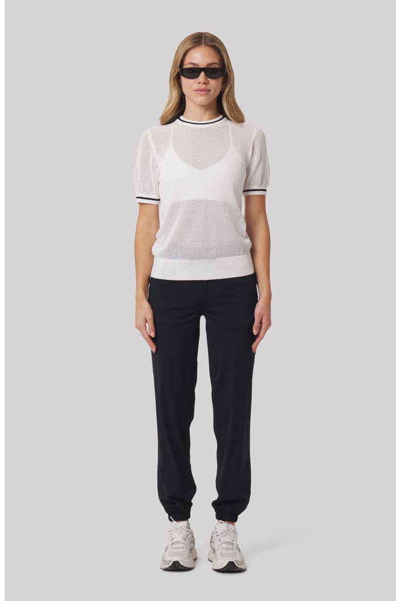 Sydney Cotton Mesh Golf T-Shirt, Alternate, color, WHITE/ BLACK
