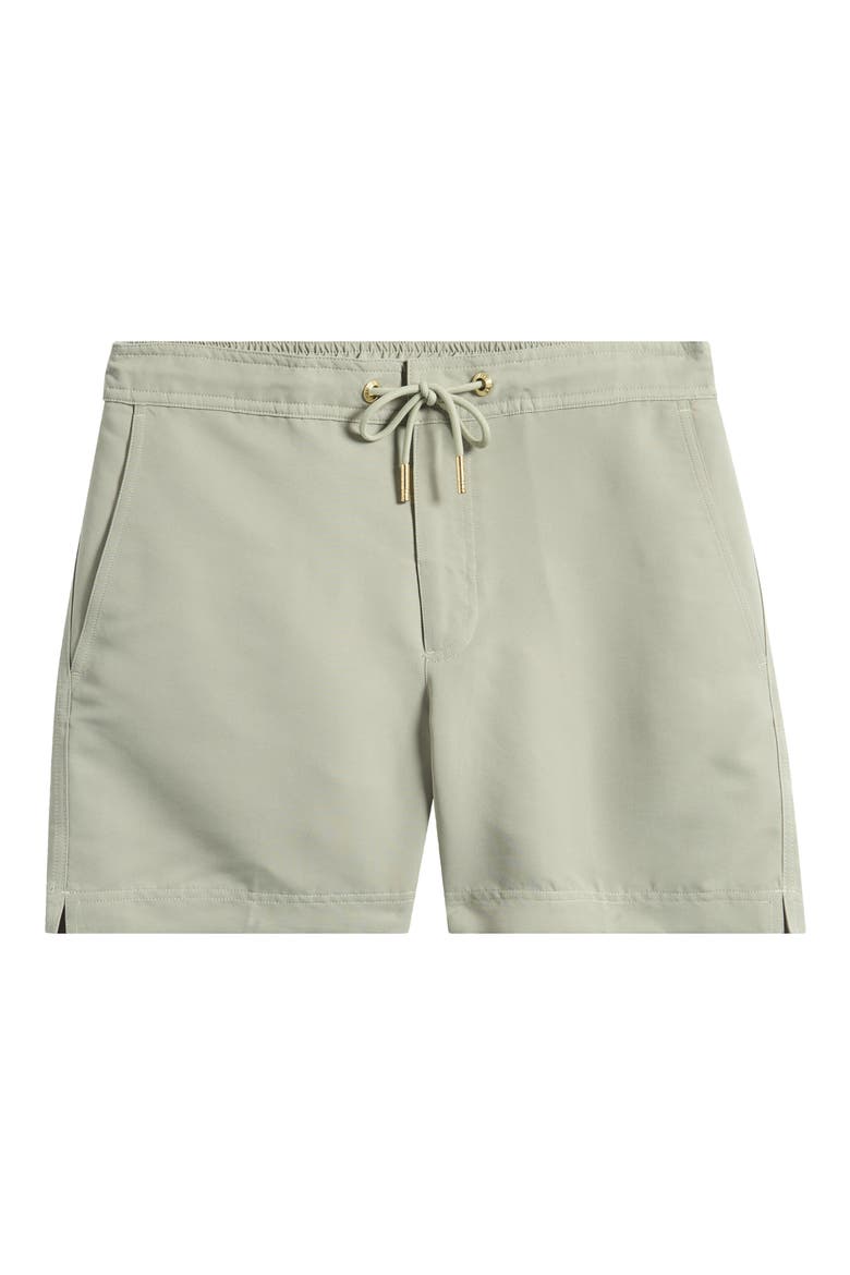 Oceano Solid Drawstring Swim Trunks, Main, color, SAGE