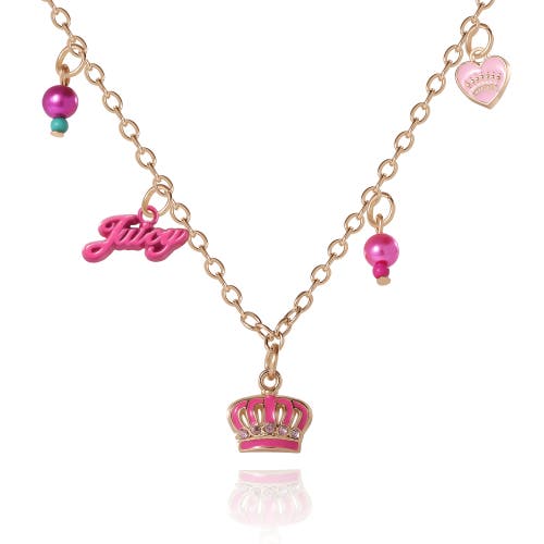 Juicy Couture Kids Crown "Juicy" Charm Necklace in Gold, Pink  product