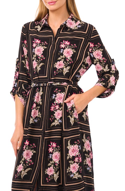 Ted Baker Mina Floral Print Midi Dress In Black