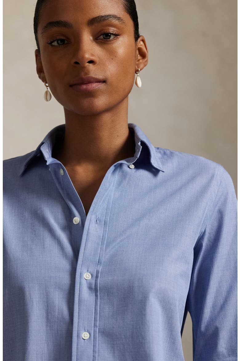 End-On-End Slim Fit Stretch Cotton Button-Down Shirt, Alternate, color, DARK ROYAL