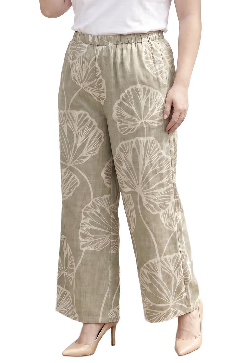 Leaf Print Pants, Alternate, color, KHAKI