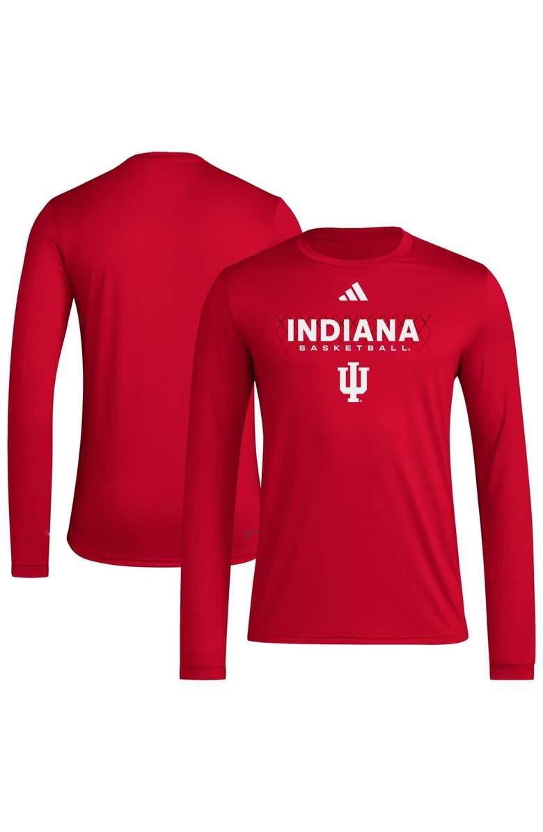 adidas Men's adidas  Crimson Indiana Hoosiers Locker On-Court In the Fade Long Sleeve T-Shirt, Main, color, Crimson