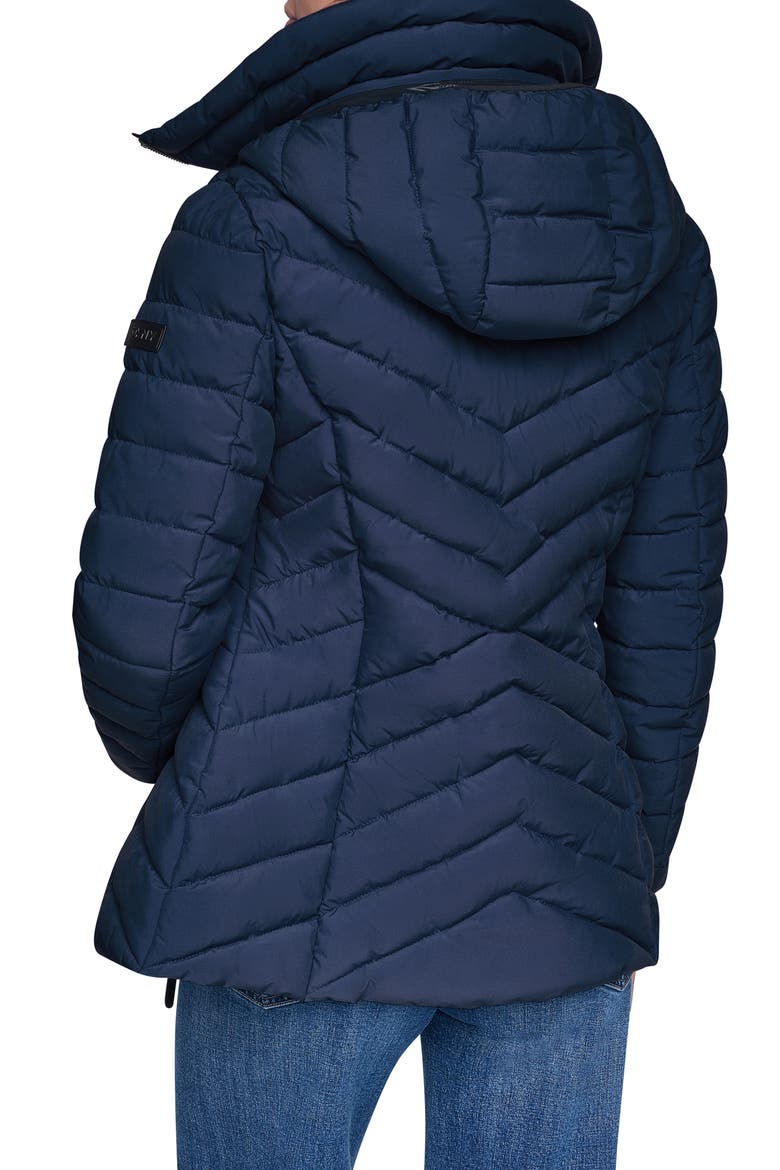Water Resistant Lightweight Puffer Jacket with Bib, Alternate, color, DARK NAVY