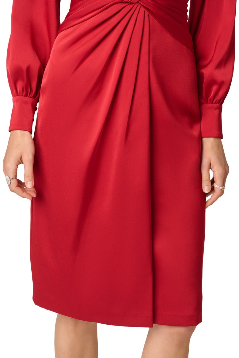 Crepe Back Satin Twist Front Midi Dress, Alternate, color, SCARLET SPICE