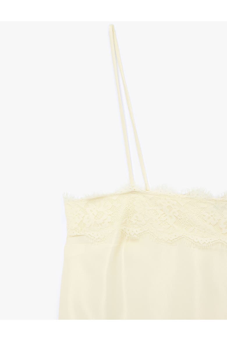 Spaghetti Strap Lace Trim Satin Top, Alternate, color, YELLOW