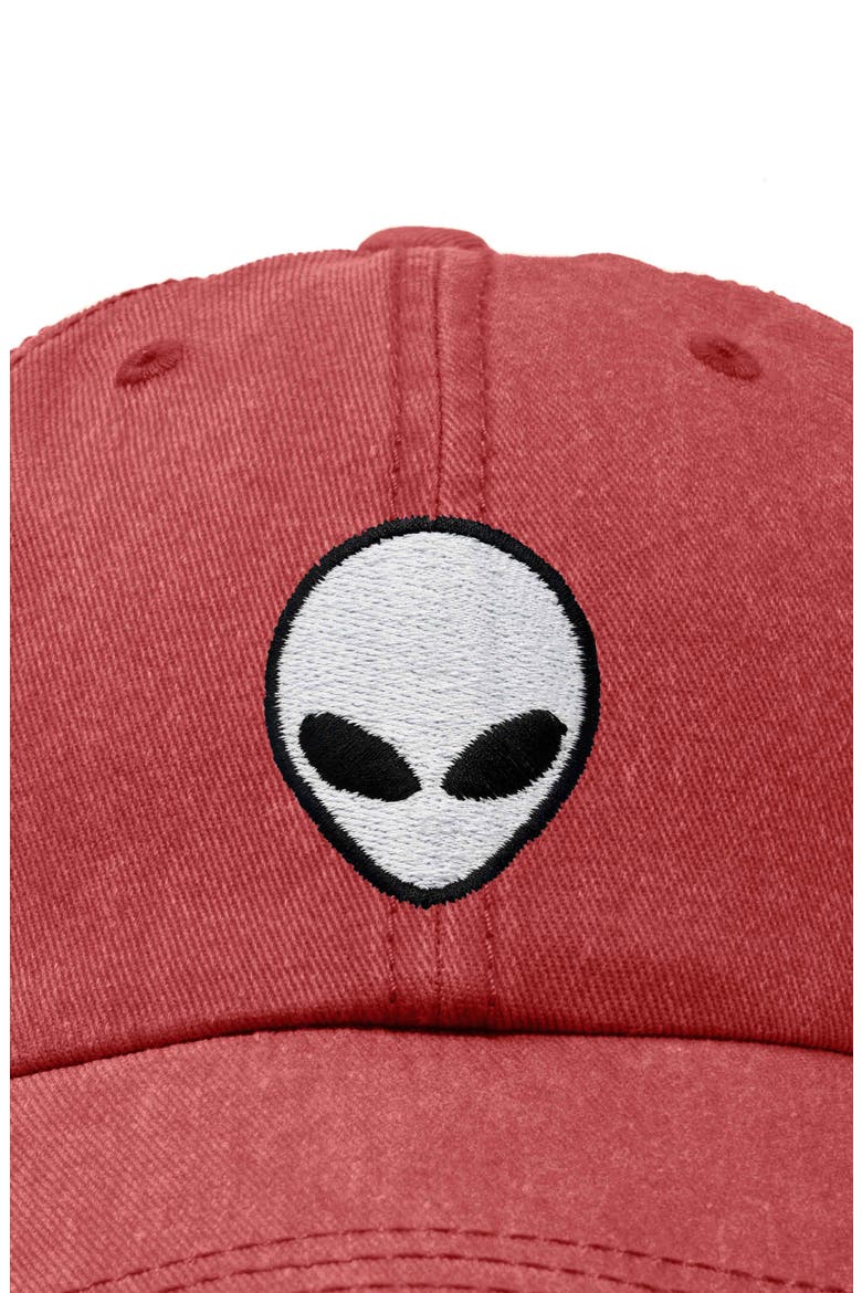 Alien Embroidered Classic Dad Cap, Alternate, color, Washed Red