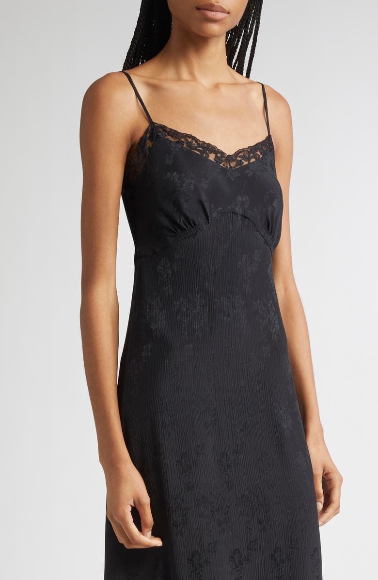 Simone Rocha Deep Lace Trim Slipdress, Alternate, color, Black