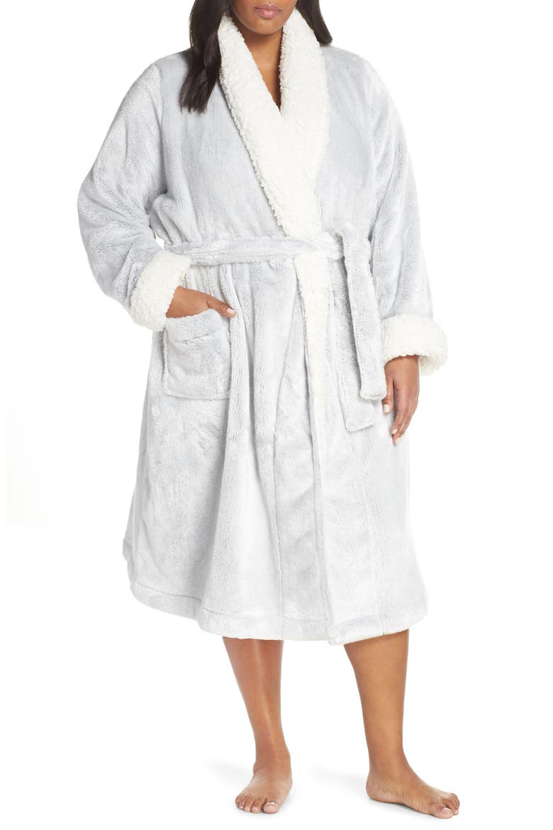 Frosted Plush Robe, Main, color, GREY PEPPER