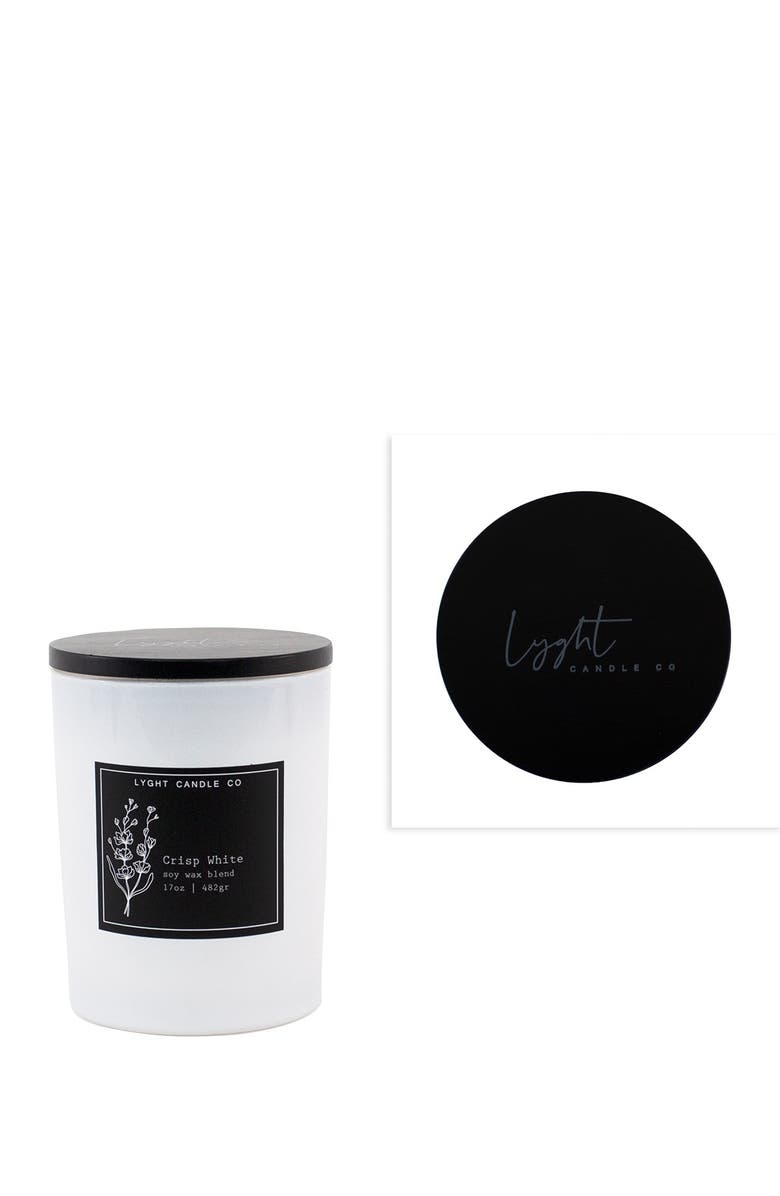 LYGHT CANDLE CO Crisp White White Candle with Black Lid, Main, color, 
