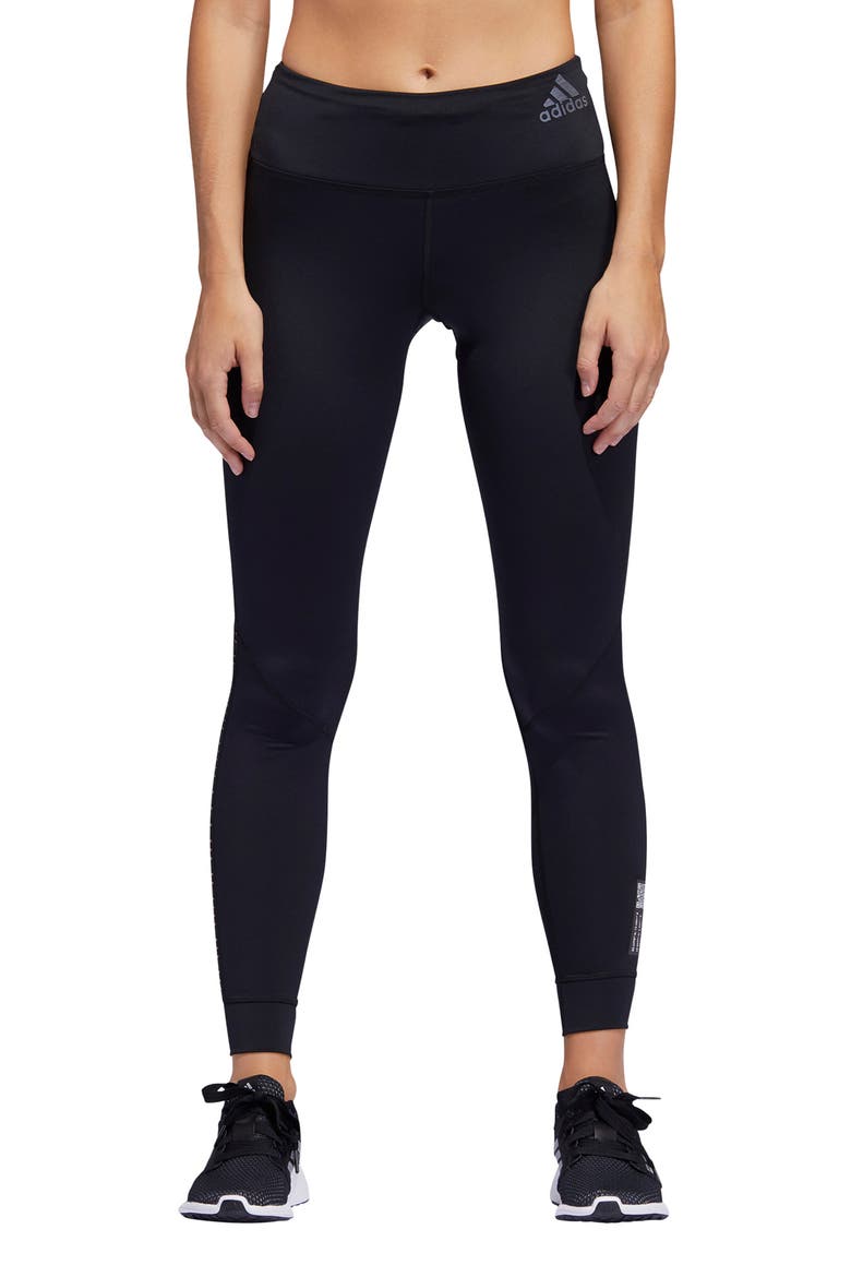 Own the Run Primeblue Tights, Main, color, BLACK