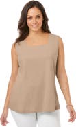 Jessica London Stretch Cotton Square Neck Tank