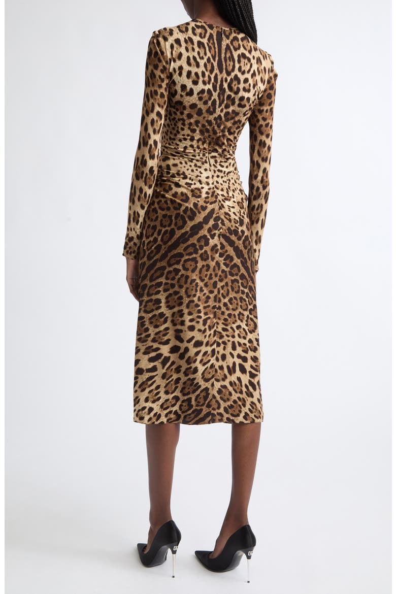 Leopard Print Long Sleeve Midi Dress, Alternate, color, LEO NEW