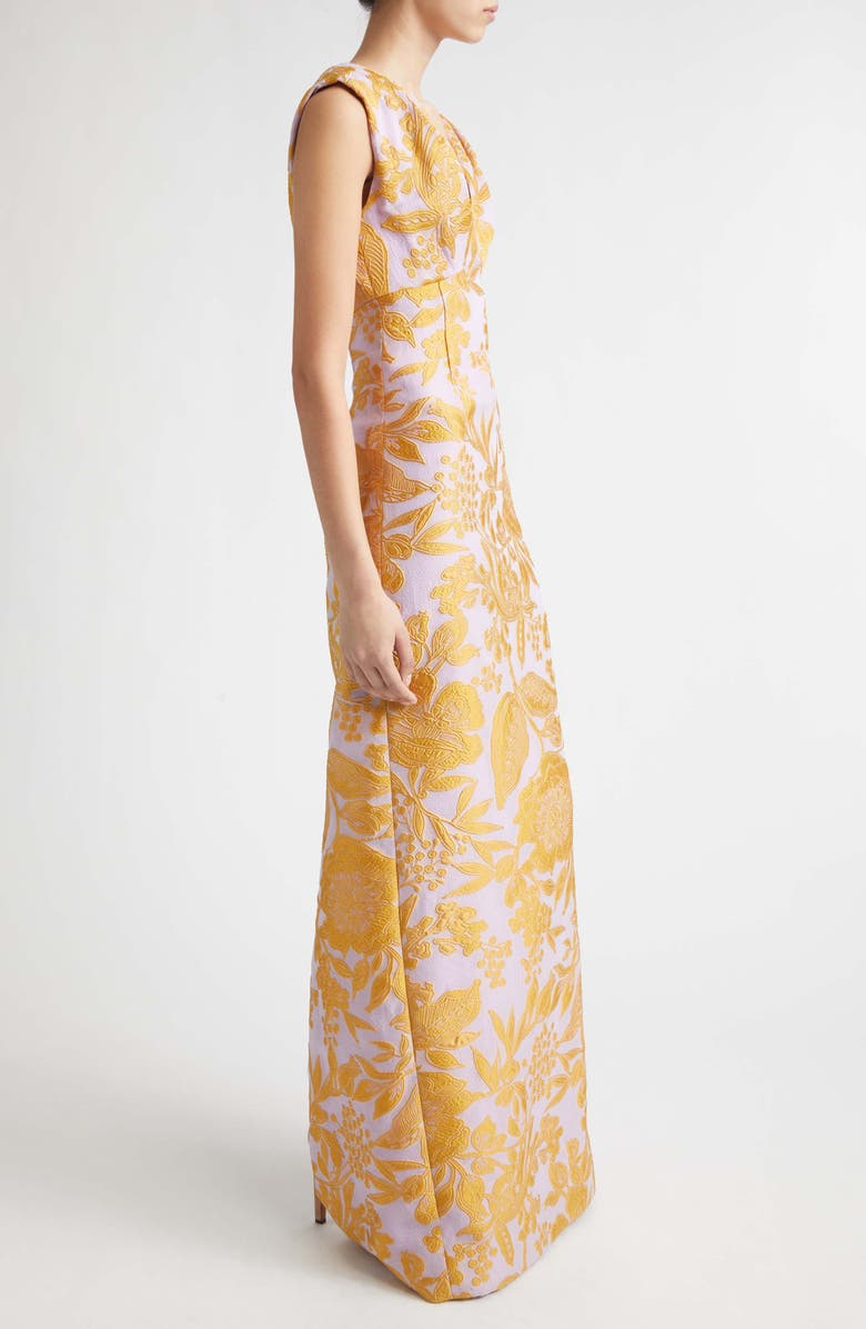 Lela Rose Floral Brocade Gown, Alternate, color, Peony Multi