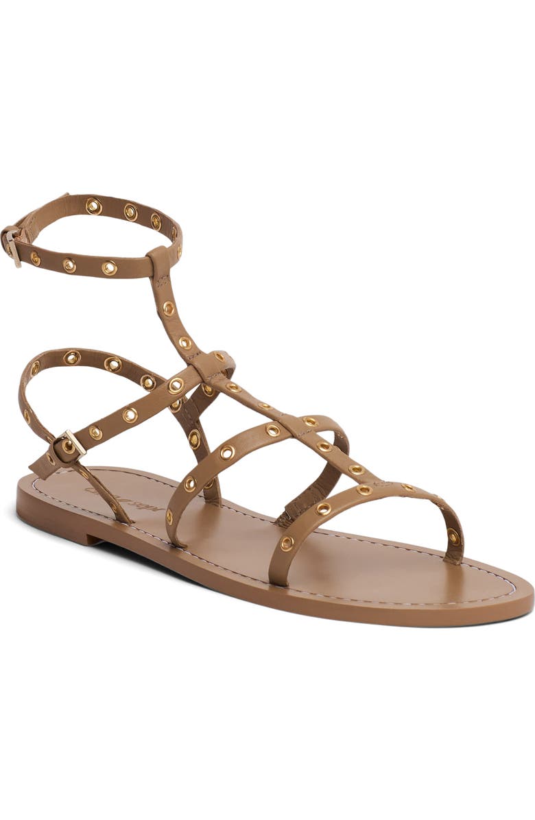 Cinq à Sept Ariella Studded Cage Sandal, Main, color, Brown Sugar