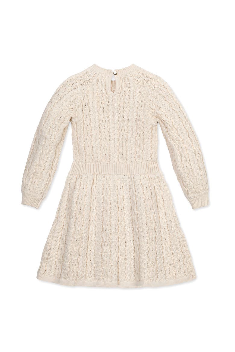 Hope & Henry Kids' Organic Rosette Detail Cable Knit Sweater Dress