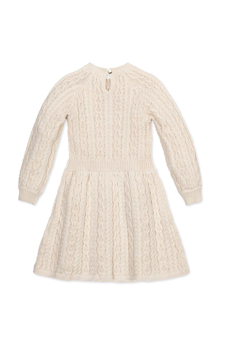 Hope & Henry Organic Rosette Detail Cable Knit Sweater Dress, Alternate, color, Ivory Cable With Rosettes