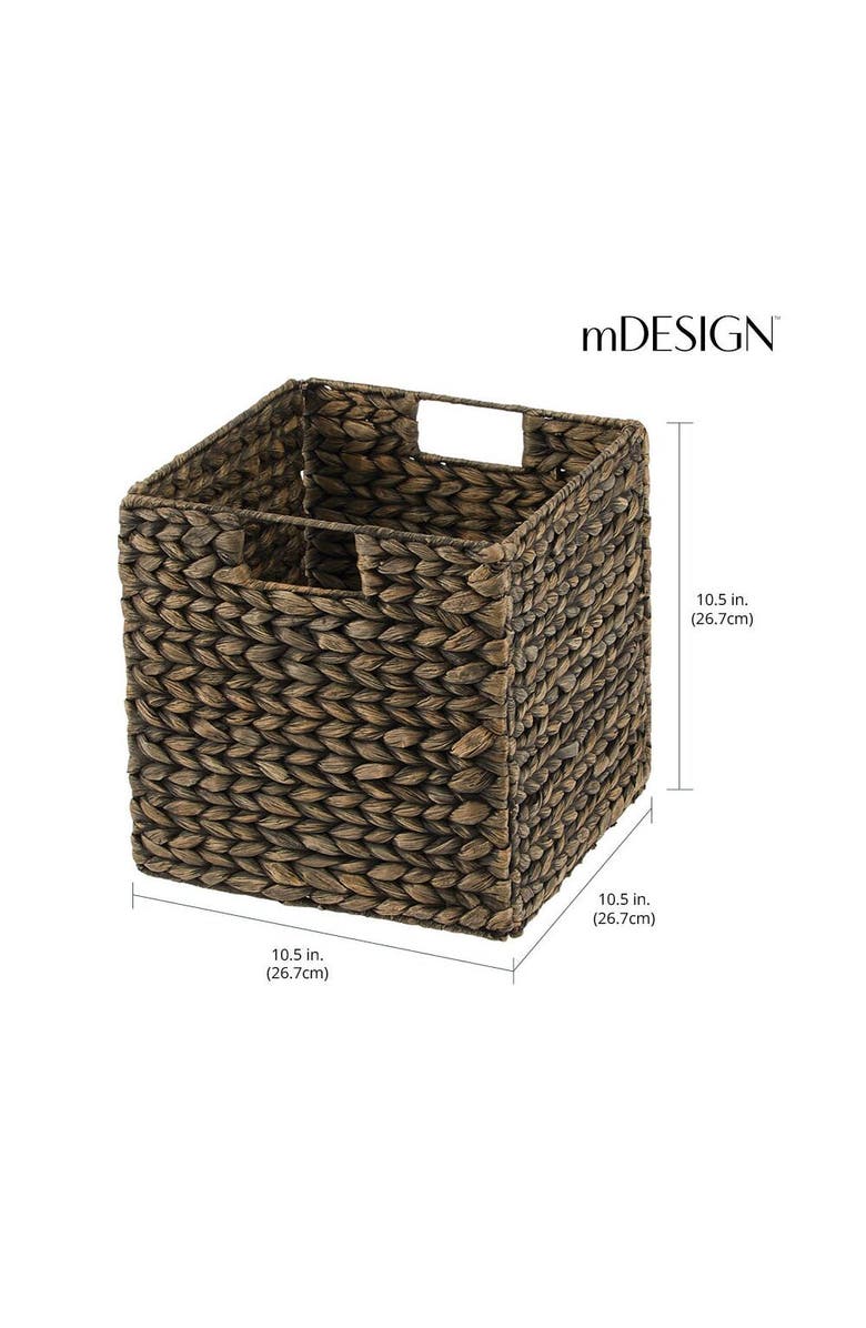 mDesign Woven Hyacinth Kitchen Basket Organizer with Handles - 4 Pack, Alternate, color, Black Wash