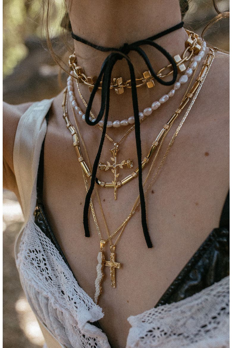 Arcadia Choker Necklace, Alternate, color, GOLD