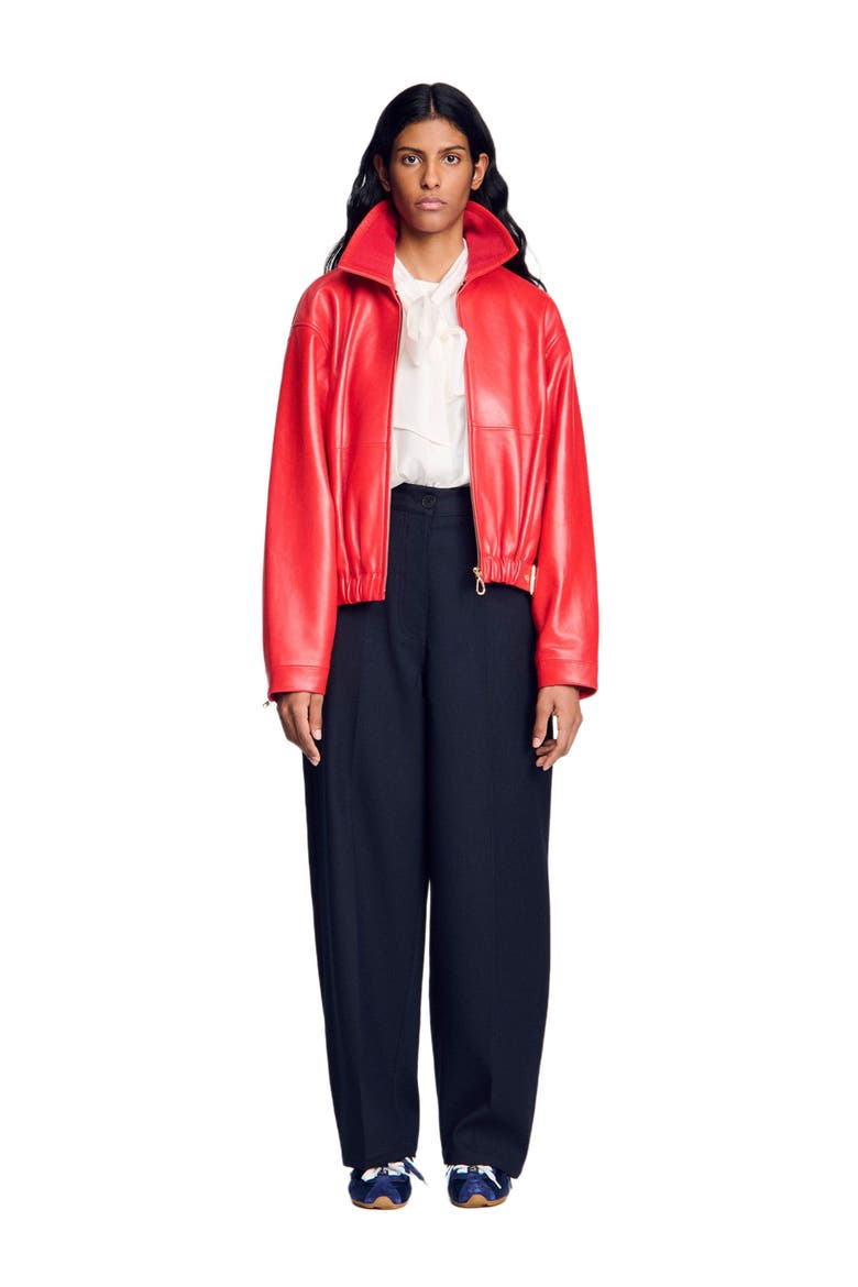 Leather jacket, Alternate, color, Red