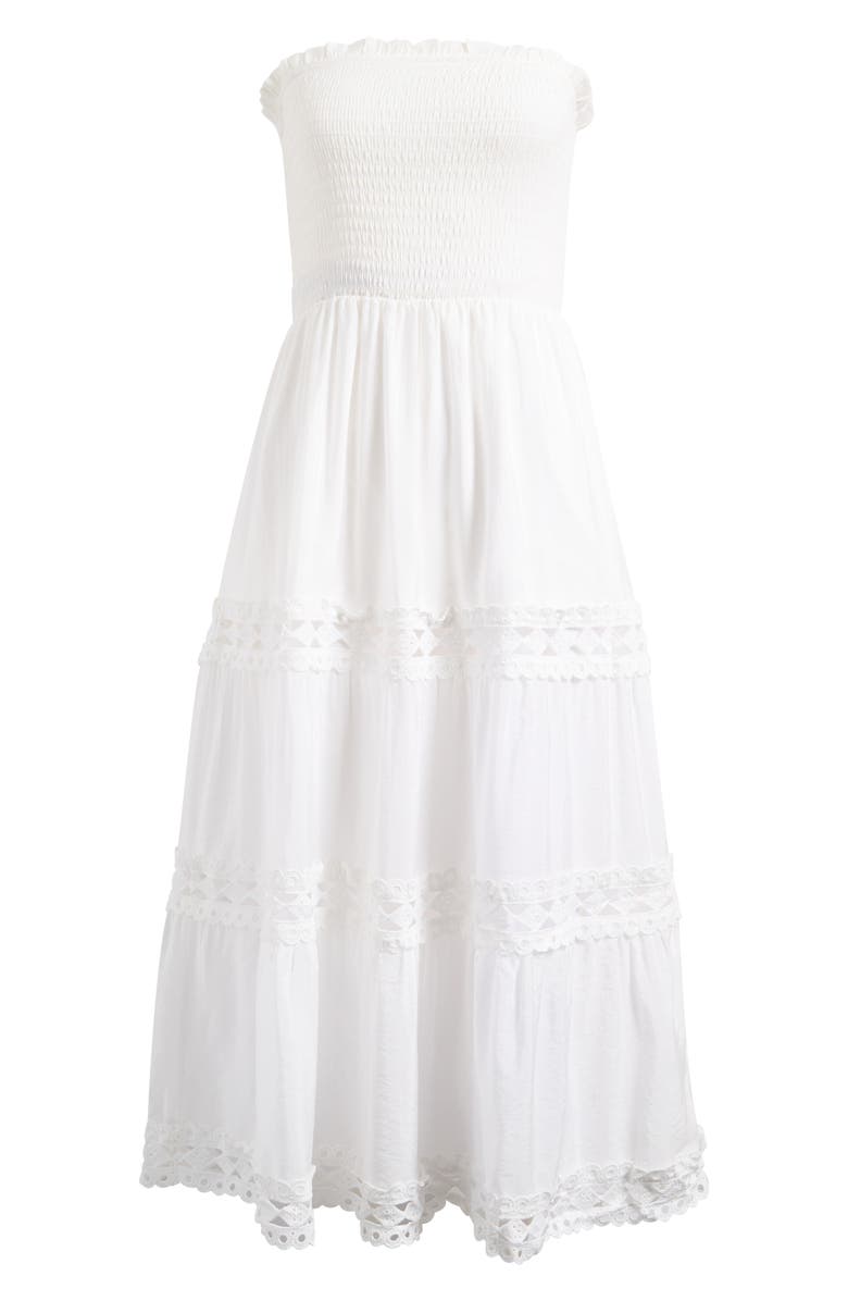 Elan Tiered Strapless Cover-Up Dress, Main, color, White