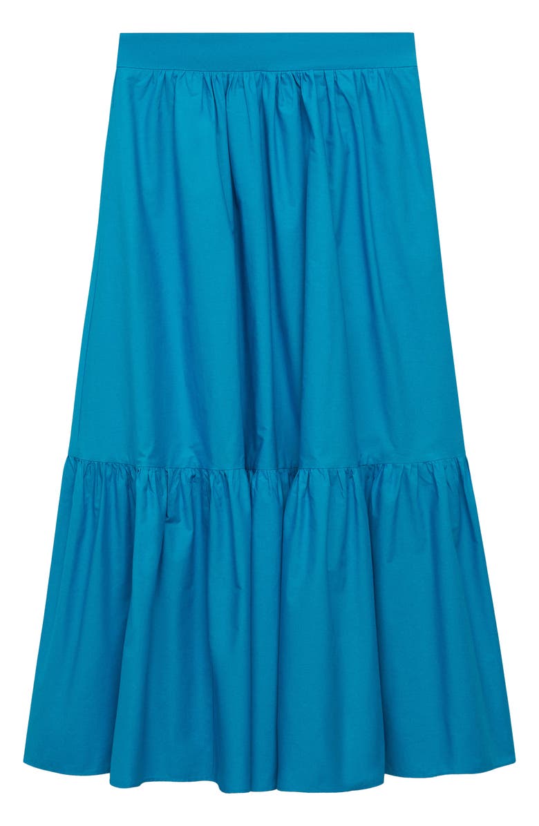 MANGO Tiered Cotton Maxi Skirt, Alternate, color, Blue