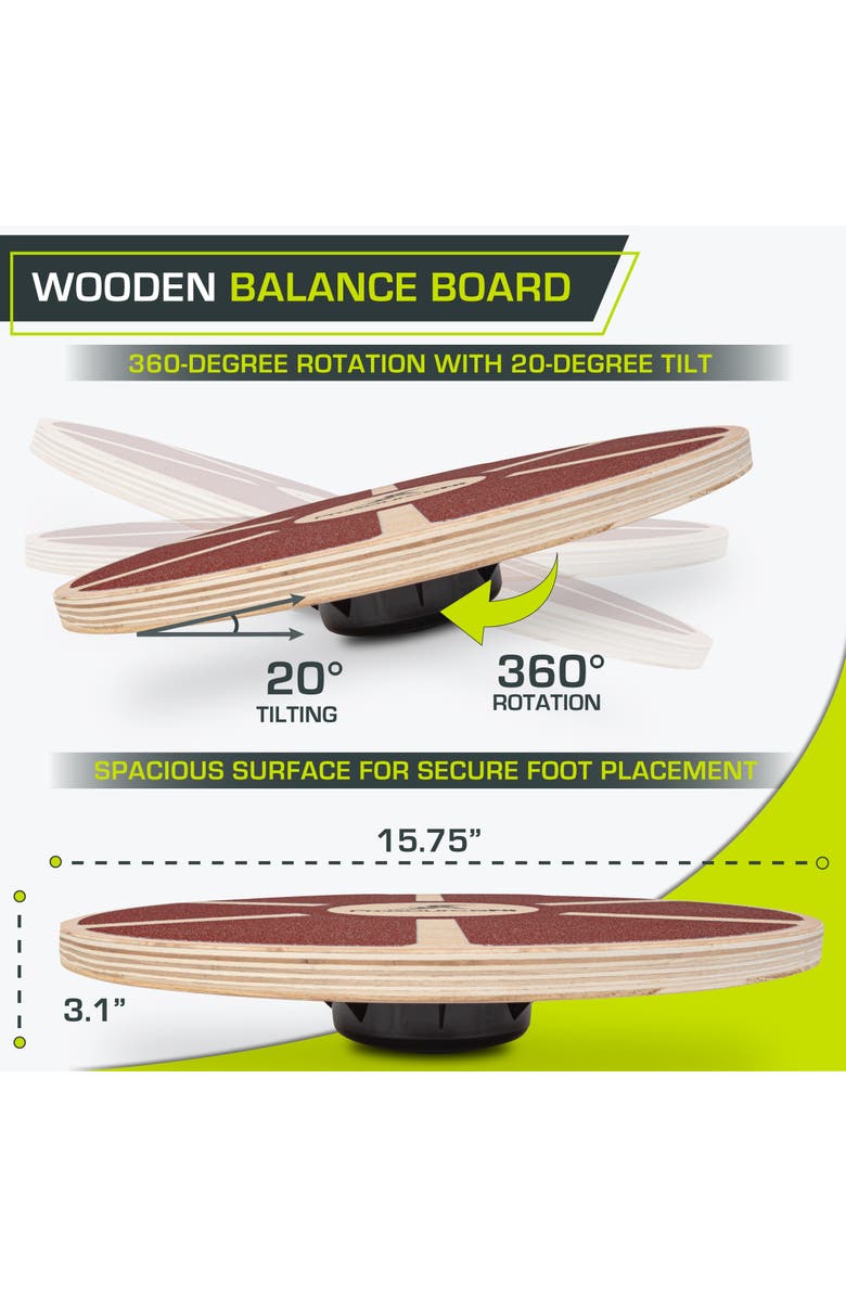ProsourceFit Wooden Balance Board, Alternate, color, Red