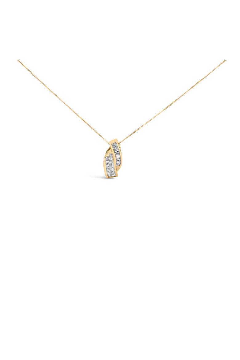 14k Yellow Gold 1 1/3 Cttw Diamond Double Curved Pendant Necklace - NO CHAIN, Main, color, Yellow