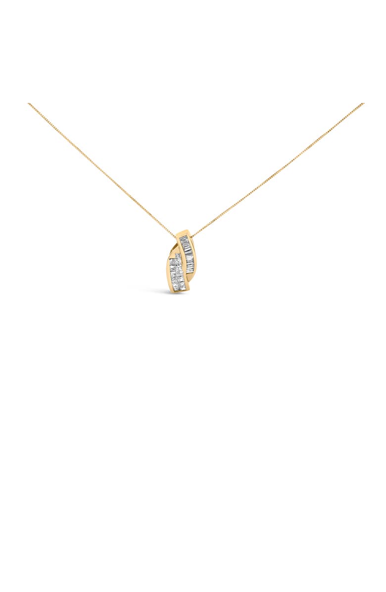 Haus of Brilliance 14k Yellow Gold 1 1/3 Cttw Diamond Double Curved Pendant Necklace - NO CHAIN, Main, color, Yellow