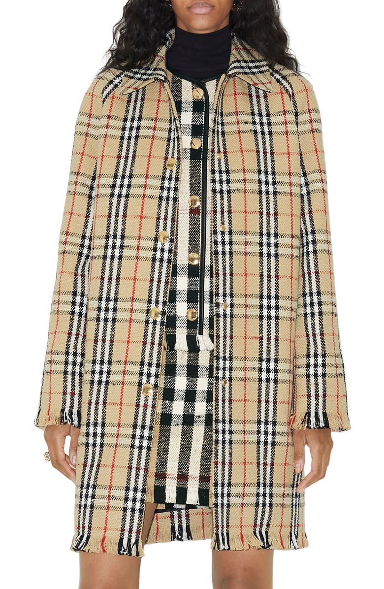 Burberry Camden Check Tweed Car Coat, Main, color, 