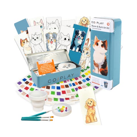 Watercolor Painting Art Kit Meow & Bark Tin Box, Kids 6+