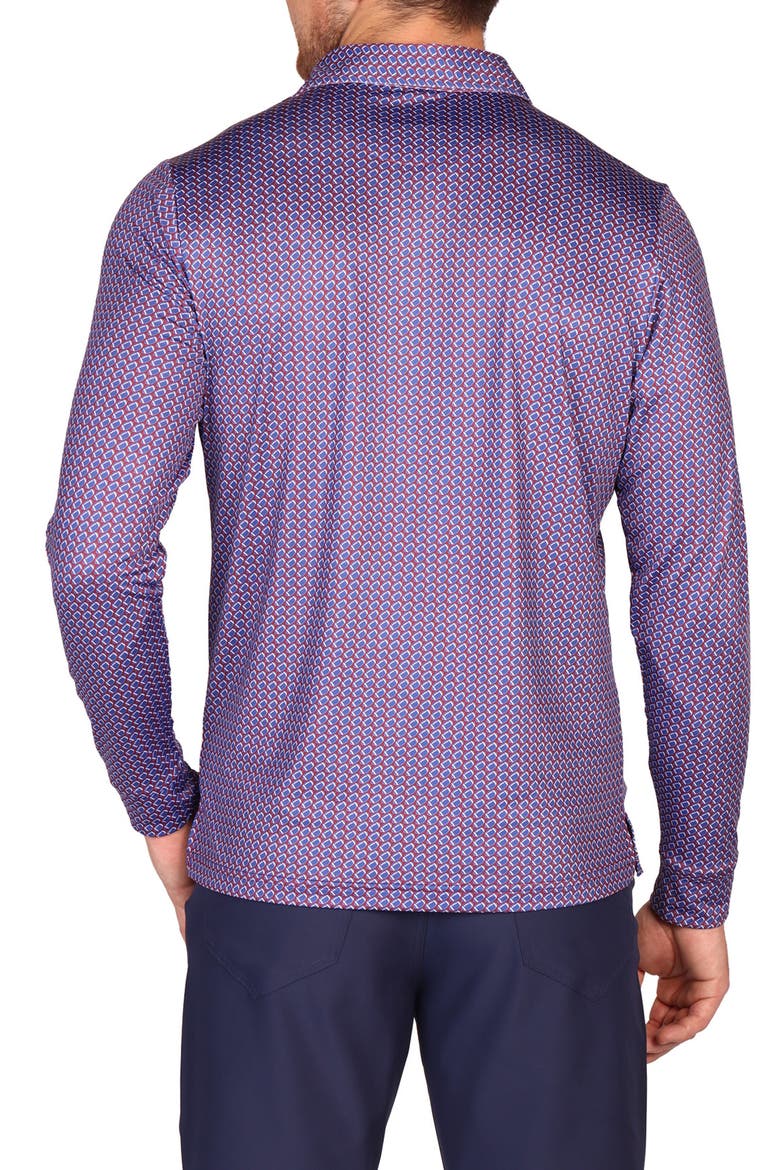 Football Print Long Sleeve Performance Polo, Alternate, color, BURGUNDY