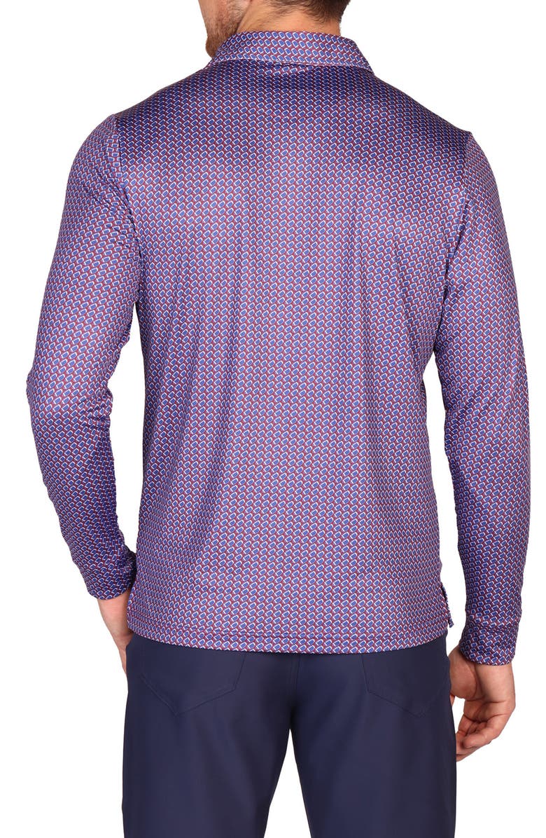 TailorByrd Football Print Long Sleeve Performance Polo, Alternate, color, Burgundy