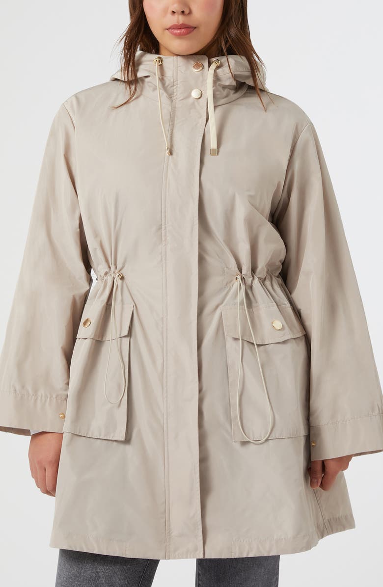 Marina Rinaldi Cippo Water Repellent Hooded Rain Coat, Main, color, Sand