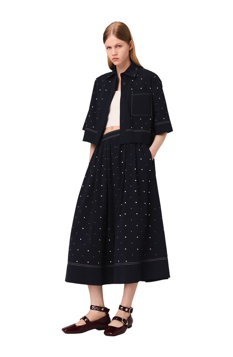 maje Cropped shirt with studs, Main, color, Navy