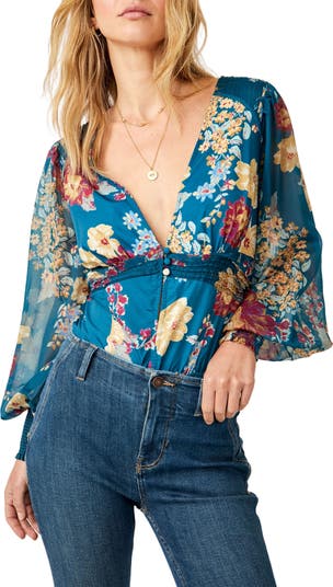 Free People Venice Open good Front Top Floral Print