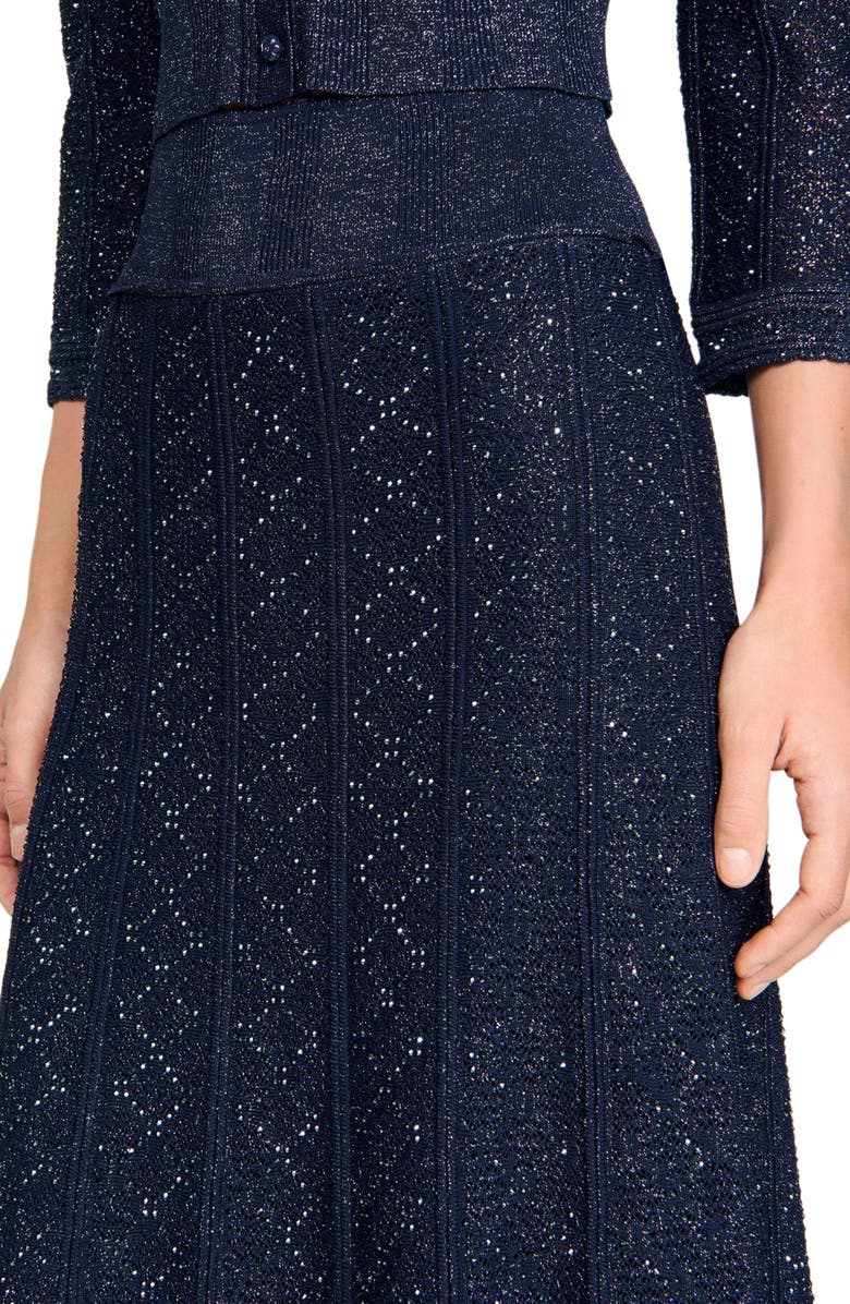 SANDRO Rhinestone knit maxi skirt, Alternate, color, Navy Blue