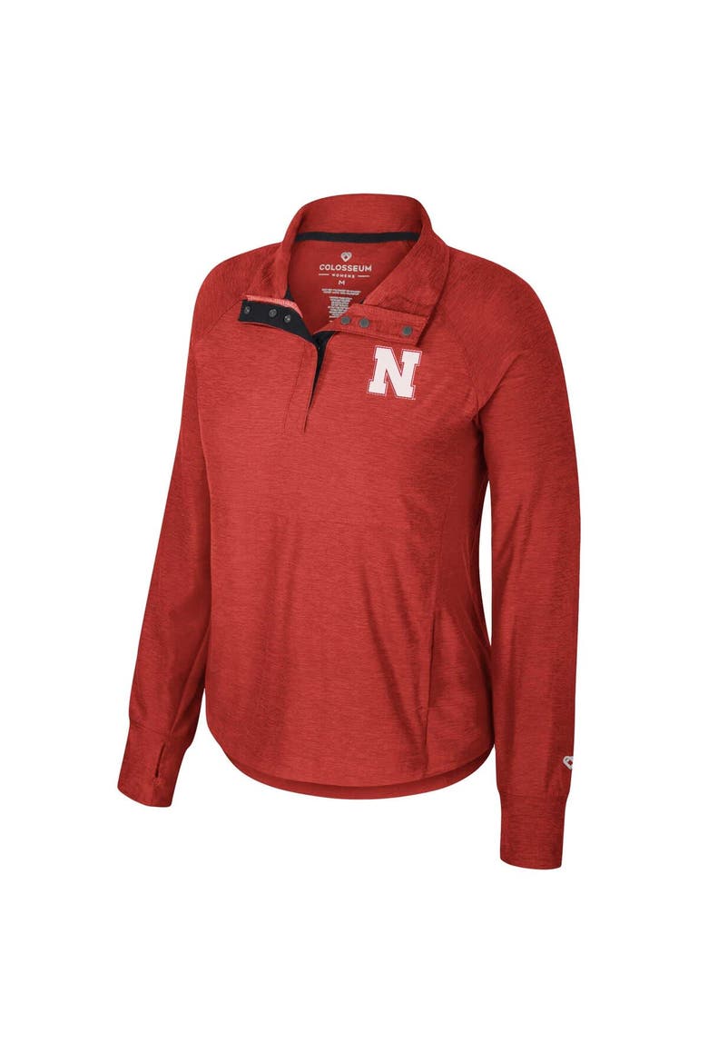 Women's Colosseum Scarlet Nebraska Huskers Cressida Raglan Half-Snap Top, Alternate, color, Scarlet