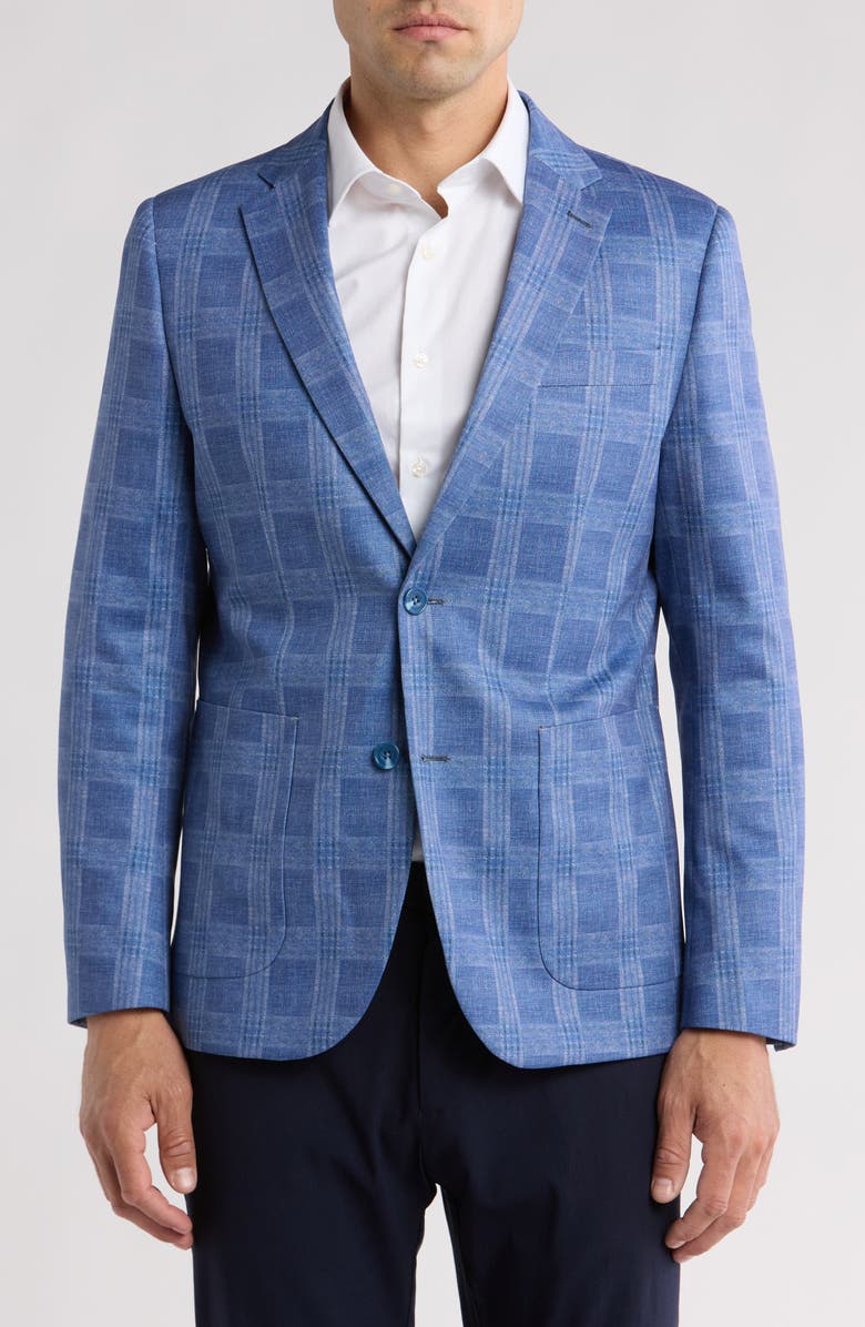 SOUL OF LONDON Check Soft Jersey Blazer, Main, color, Blue