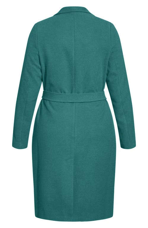 City Chic Callie Belted Coat In Green