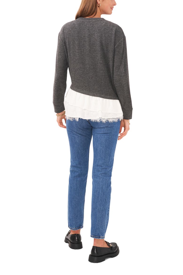 Mixed Media Layered Sweater, Alternate, color, MEDIUM HEATHER GREY