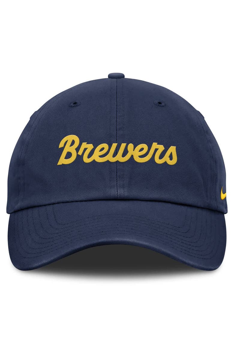 Nike Men's Nike Navy Milwaukee Brewers Club Adjustable Hat, Alternate, color, 