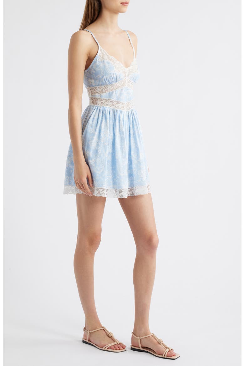 Ressie Lace Inset Cotton Mini Sundress, Alternate, color, BLUE COVE