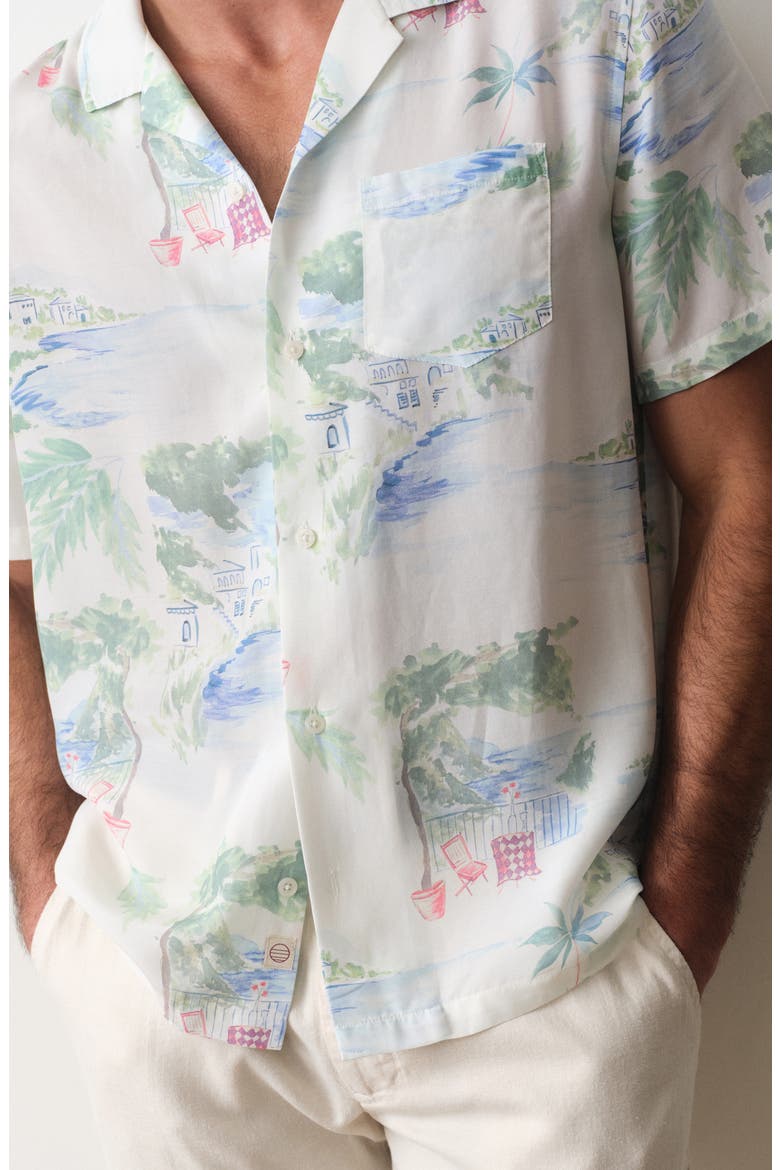 Luzio Resort Print Camp Shirt, Alternate, color, MEDITERRANEAN COASTLINE PRINT