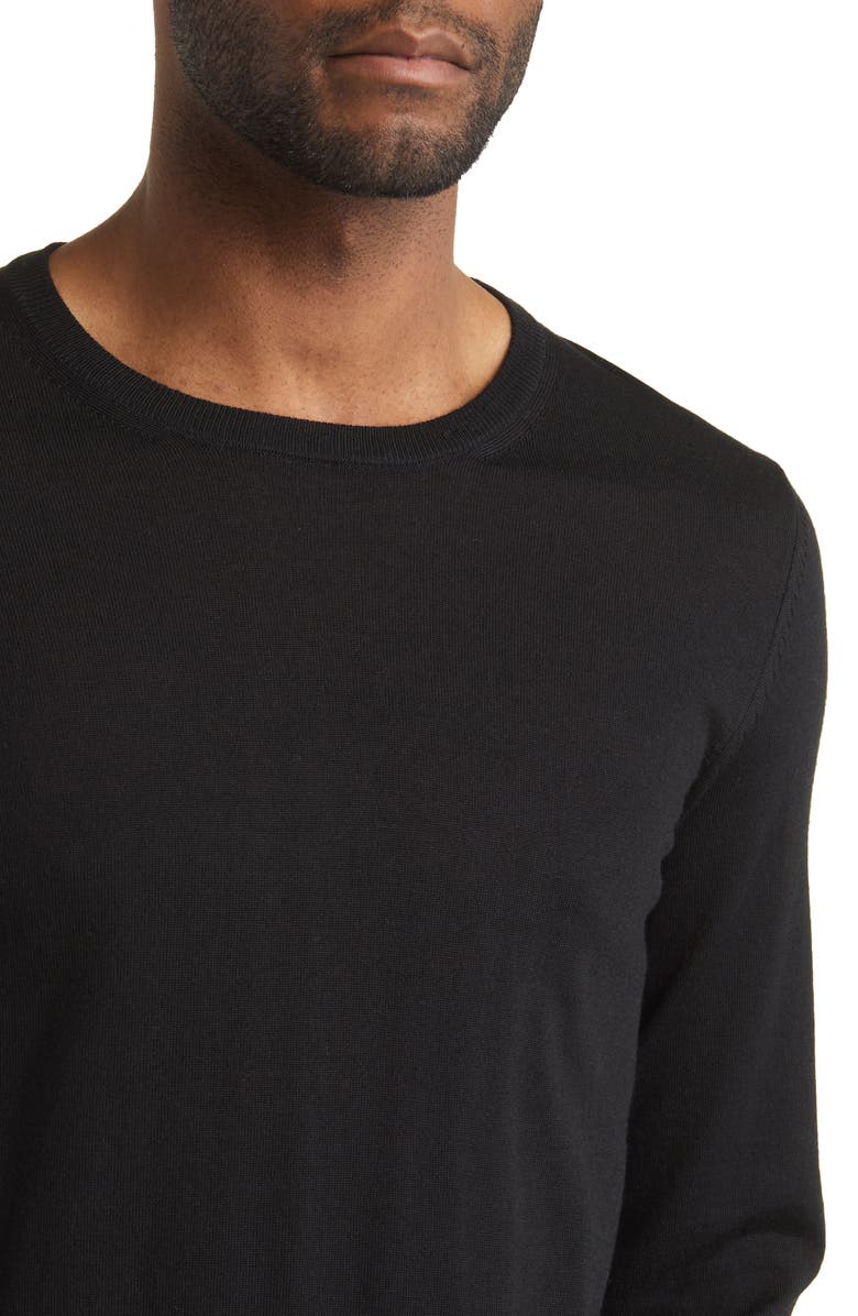 BOSS Leno Virgin Wool Crewneck Sweater, Alternate, color, Black