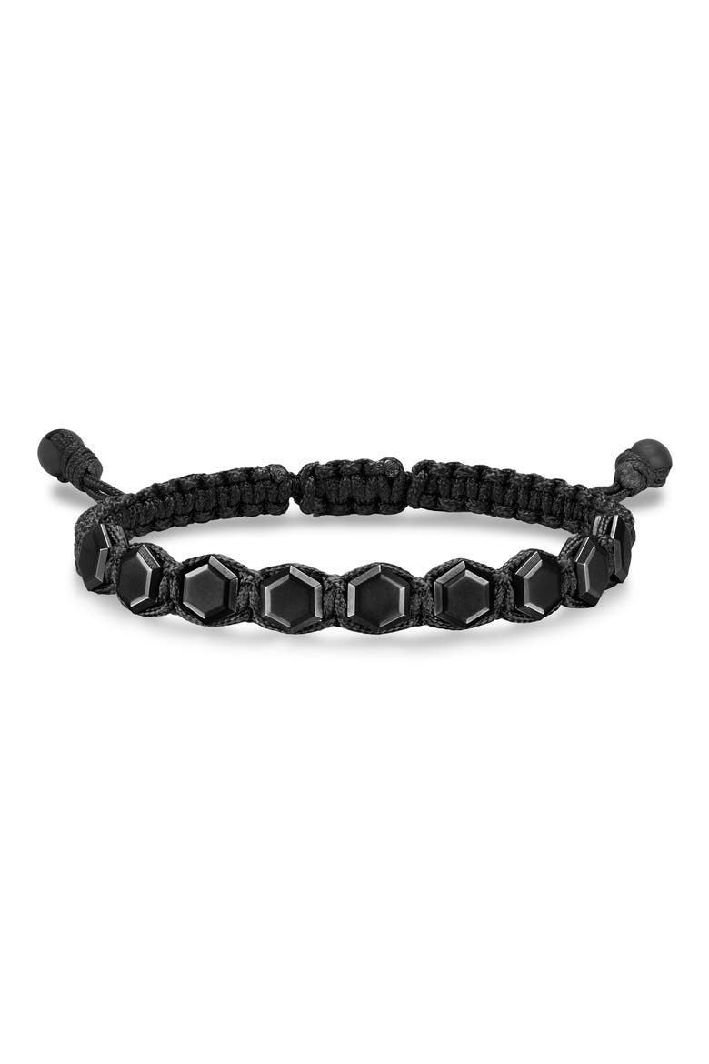 Faceted Woven Bracelet in Black Titanium with Black Nylon and Black Onyx, Main, color, ALTERNATIVE MATERIAL